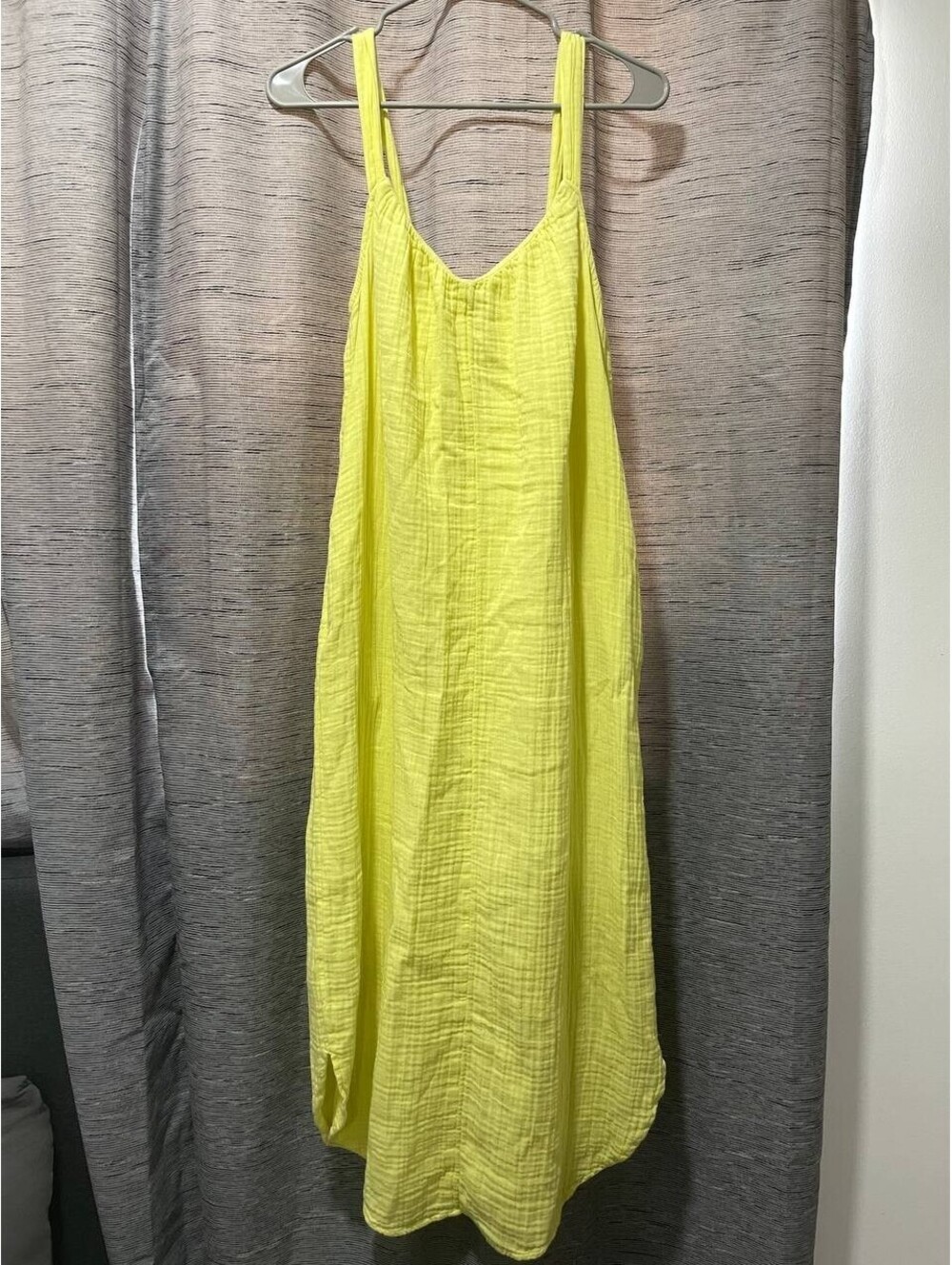 Old Navy Butter Yellow Fit & Flare Midi Dress Size S 100% Cotton